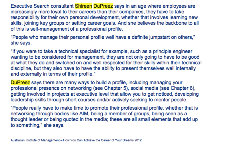 AIM - How You Can Achieve the Career of Your Dreams 2012