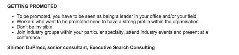 Quote in CareerOne article 2012