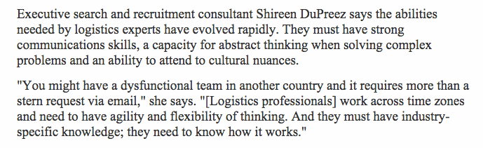 Shireen DuPreez - Quote in the Australian 2013
